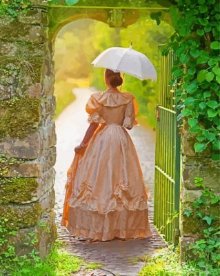 Victorian Woman With Parasol paint by numbers