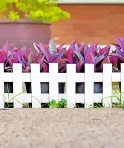 White Picket Fence Along A Sidewalk paint by numbers