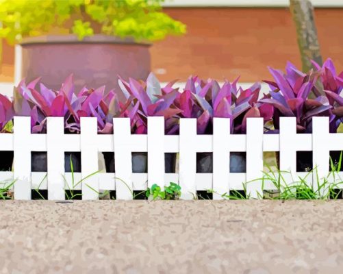 White Picket Fence Along A Sidewalk paint by numbers