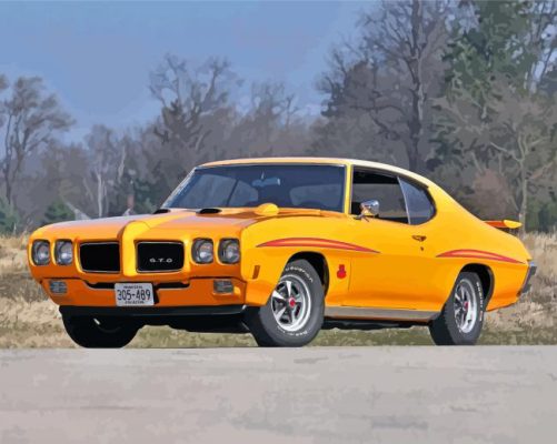 Yellow Pontiac 1970 Gto paint by numbers