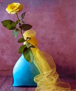 Yellow Single Rose In Vase paint by numbers