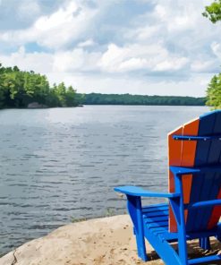 Adirondack Chair By Lake Paint By Numbers