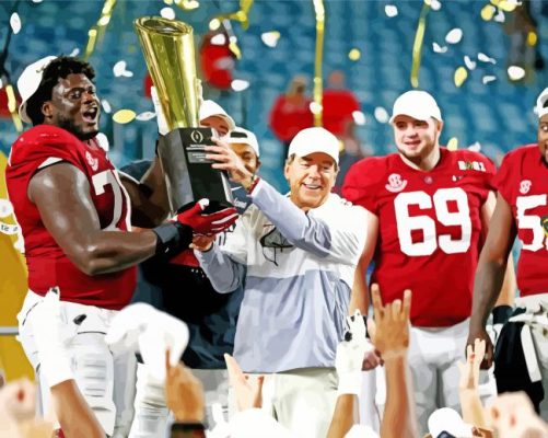 Alabama Crimson Tide Players With Trophy Paint By Numbers