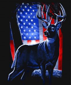American Flag Deer Art Paint By Numbers