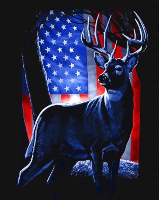 American Flag Deer Art Paint By Numbers