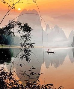Asian Nature At Sunset Paint By Numbers