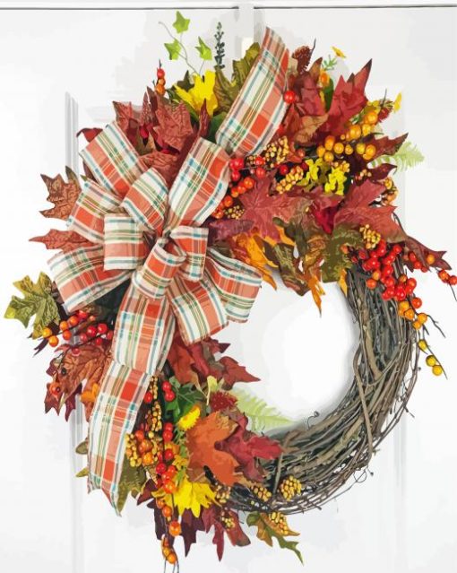 Autumn Grapevine Wreath Paint By Numbers
