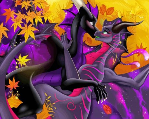 Autumn Couple Dragons Paint By Numbers