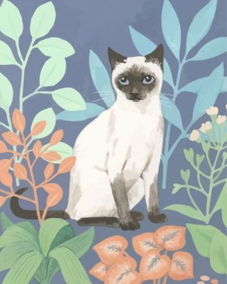 Balinese Cat And Plants Paint By Numbers