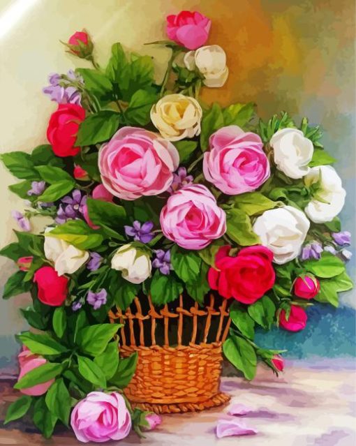 Basket Of Roses Art Paint By Numbers