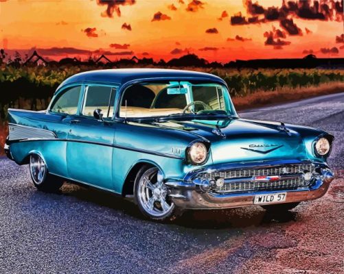 Blue Classic 1956 Chevrolet Paint By Numbers