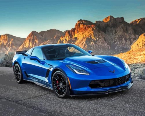 Blue Corvette Z06 Paint By Numbers