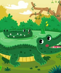 Cartoon Crocodiles In Water Paint By Numbers