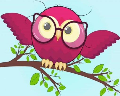 Cartoon Owl With Glasses Paint By Numbers