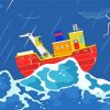 Cartoon Trawler In Storm Paint By Numbers
