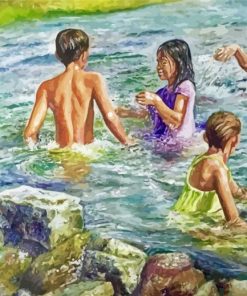 Children Bathing Paint By Numbers