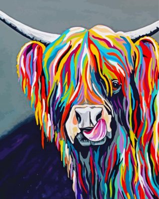 Colorful Highland Cow Paint By Numbers