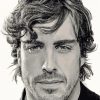 Fernando Alonso In Black And White Paint By Numbers