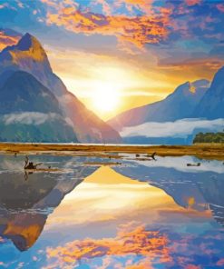 Fiordland Sunset Landscape Paint By Numbers