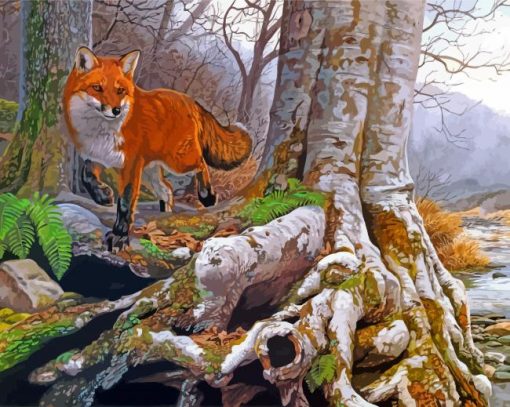 Fox In Forest Wildlife Art Paint By Numbers