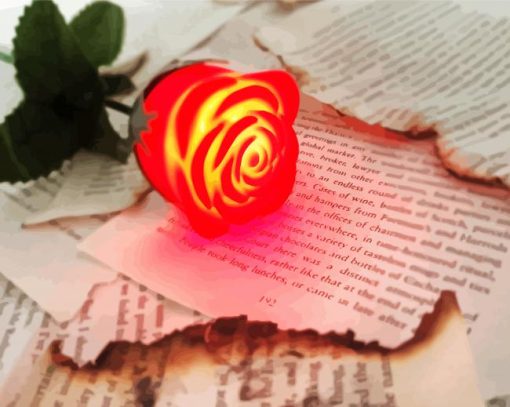 Glowing Roses With Book Papers Paint By Numbers
