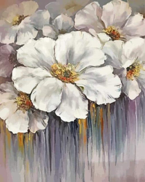 Gold And White Flowers Art Paint By Numbers