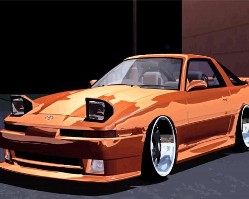 Golden Toyota Supra Mk3 Paint By Numbers