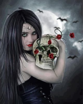 Gothic Girl Skull Paint By Numbers