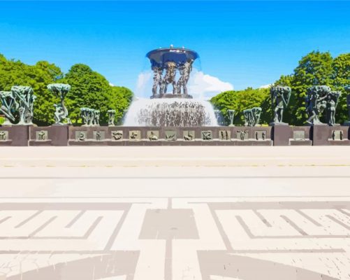 Great Fountain In Vigeland Sculpture Pak Paint By Numbers