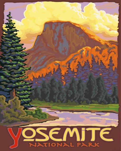 Half Dome Yosemite National Park Poster Paint By Numbers