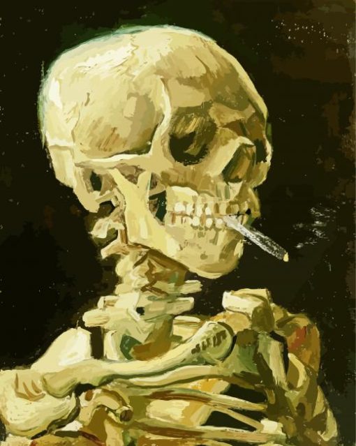 Head Of A Skeleton With A Burning Cigarette Paint By Numbers