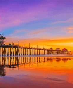 Huntington Beach Pier At Sunset California Paint By Numbers