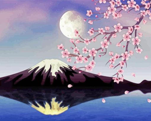 Japan Moon Sakura Paint By Numbers