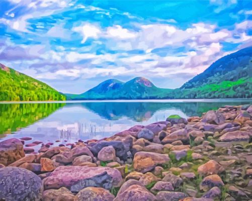 Jordan Pond Landscape Paint By Numbers