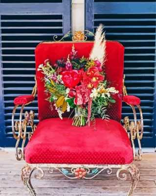 Flowers On A Fancy Chair Paint By Numbers