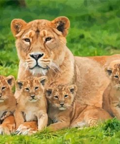 Lioness And Cubs Animals Paint By Numbers