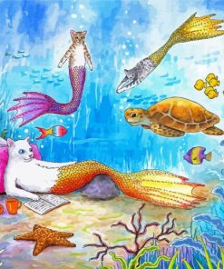 Mermaid Cats Underwater Paint By Numbers