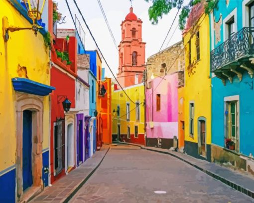 Mexico Village Colorful Houses Paint By Numbers