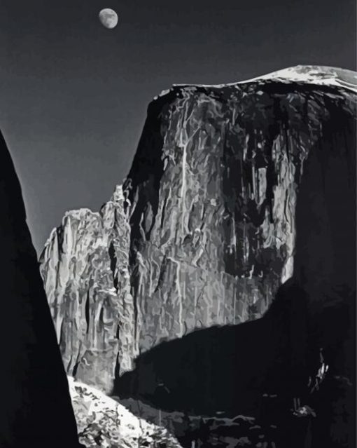 Moon And Half Dome By Ansel Adams Paint By Numbers