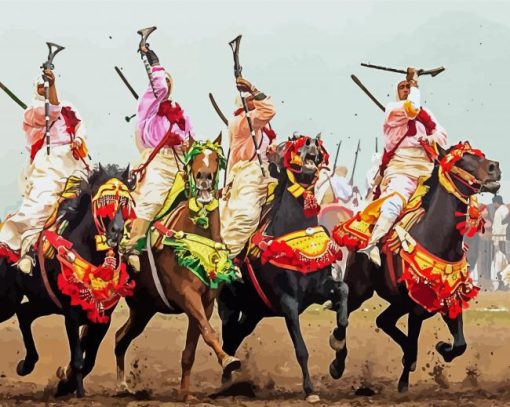 Moroccan Fantasia Horse Riders Paint By Numbers