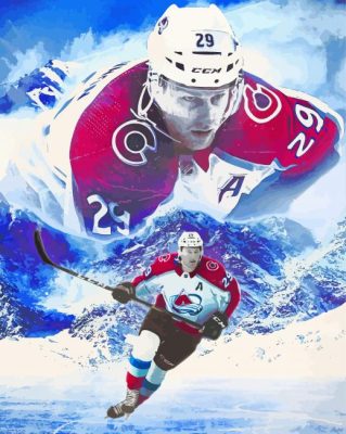 Nathan Mackinnon Hockey Player Art Paint By Numbers