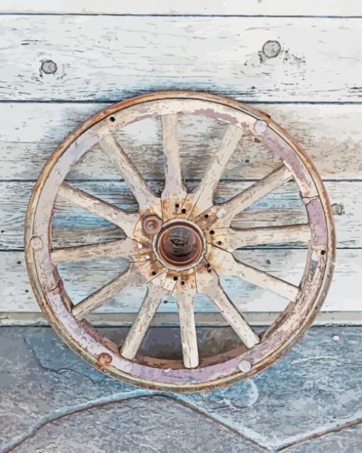 Old Wagon Wheel Paint By Numbers
