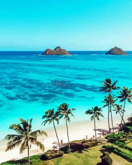 Palm Trees At Lanikai Beach Paint By Numbers