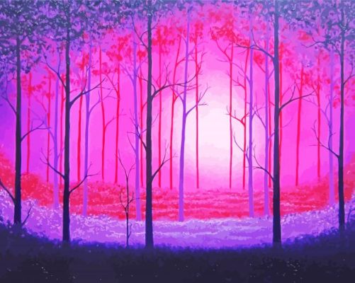 Pink Forest Art Paint By Numbers