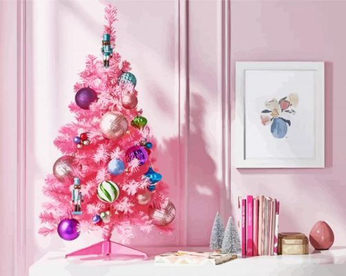 Pink Christmas Tree Paint By Numbers