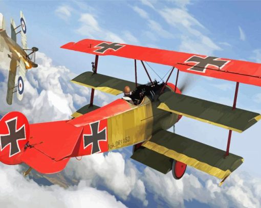 Red Baron Triplane Paint By Numbers