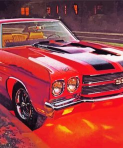 Red Classic Chevy Chevelle SS Paint By Numbers