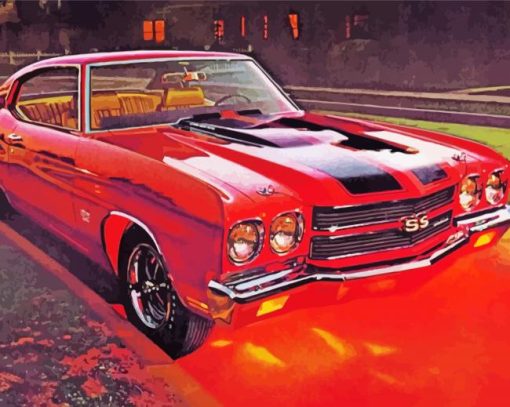 Red Classic Chevy Chevelle SS Paint By Numbers