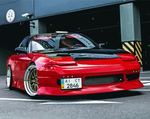 Red Nissan 200sx Paint By Numbers