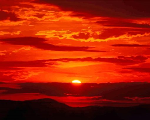 Red Sunset Landscape Paint By Numbers